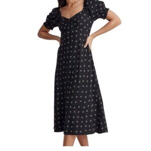 Womens Black Madewell Plus Size Puff Sleeve Midi Dress NWT Size 20W